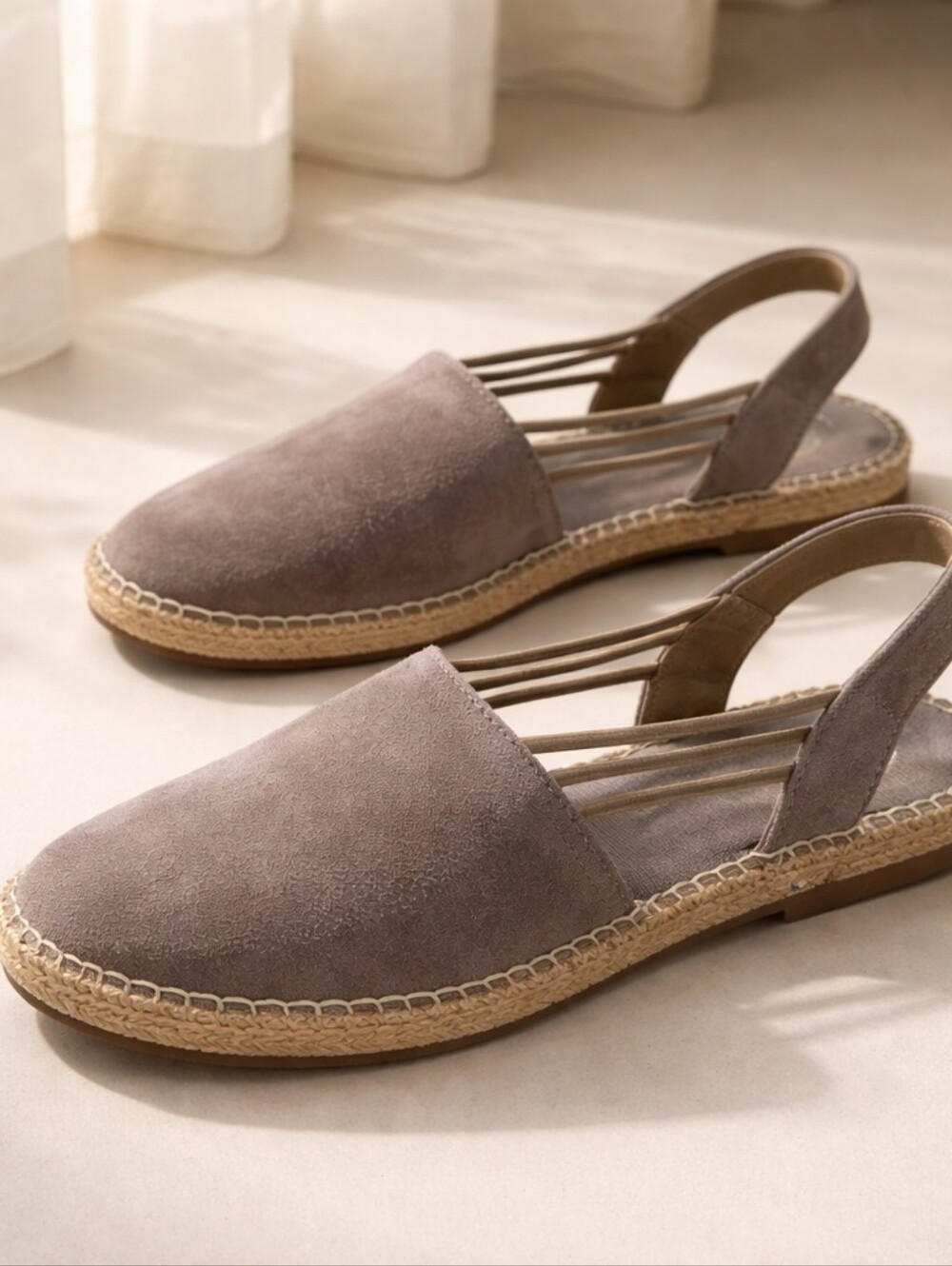 Toni Pons NURIA Suede Slingback Espadrille Flats in Taupe